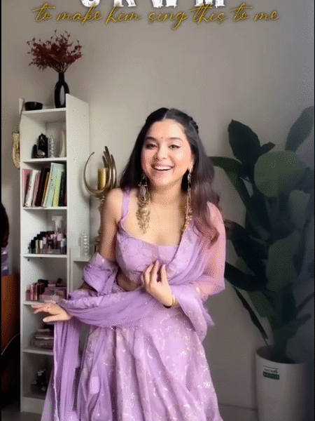 Georgette Lehenga Choli Set - Lavender Embroidered 3 pc Wedding Wear for Women